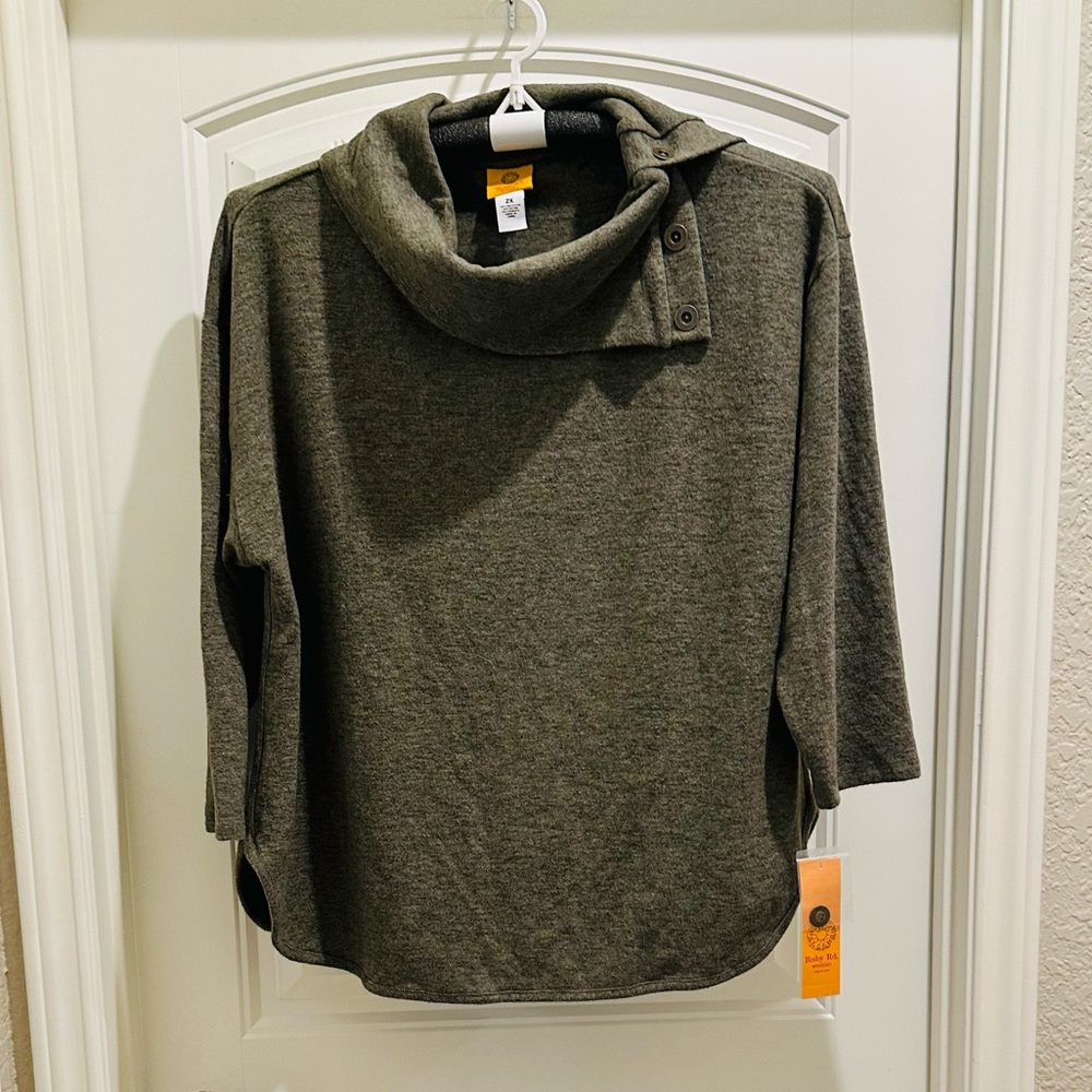 Ruby Rd. Olive Knit Top 2x NWT